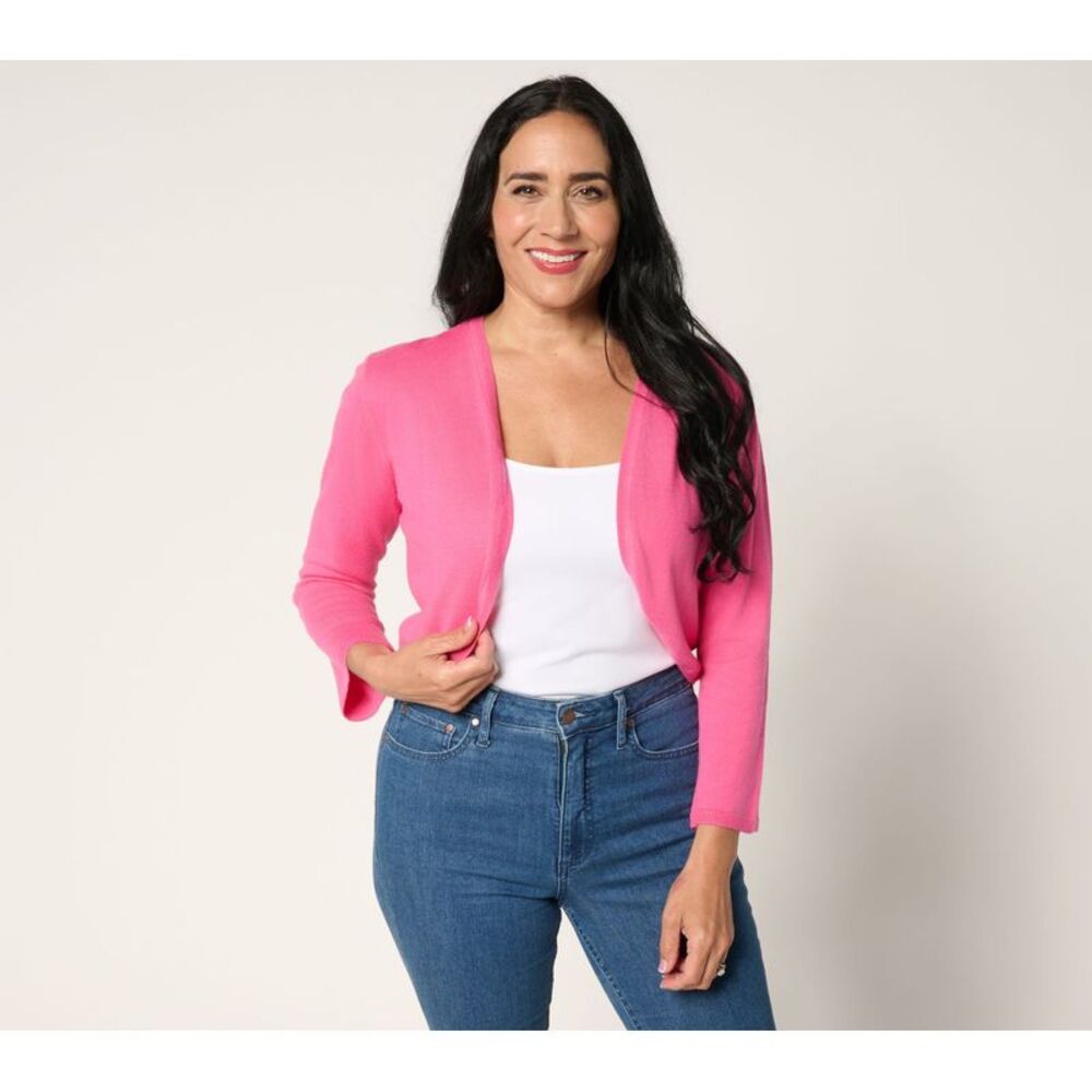 SUNNYLiFE Women's Top Sweater Sz 2XS (XXS) Essentials Bolero w Flare Pink
